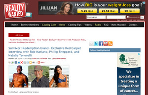 Survivor: Redemption Island - Exclusive Red Carpet Interview with Rob Mariano, Phillip Sheppard, and Natalie Tenerelli : RealityWanted.com: Reality TV, Game Show, Talk Show, News 