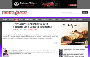 The Celebrity Apprentice 2011 Spoilers: Jose Canseco Voluntarily Leaves Show Because Of Father&#8217;s Illness