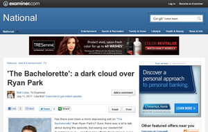 'The Bachelorette': a dark cloud over Ryan Park